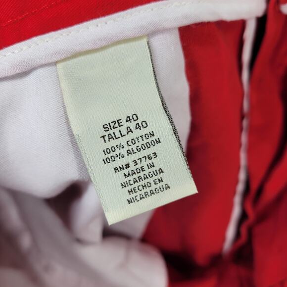 Vintage Savane Shorts Mens Sz 40 Red 100% Cotton Workwear Chino Summer Spring - Picture 13 of 14